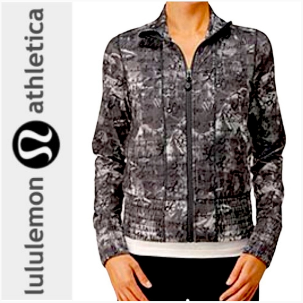 LULULEMON 4 Da Bomber Track Jacket Inky Manifesto Size 4